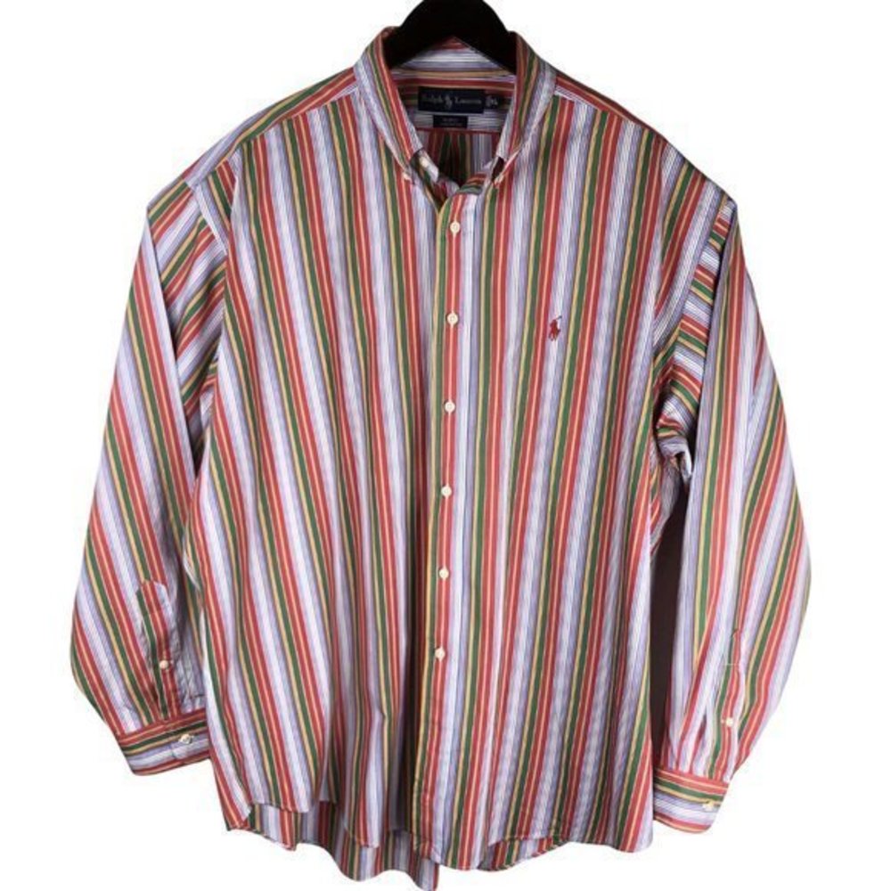 Ralph Lauren Mens Shirt XL Long Sleeve Button Front Colorful Cotton Great condit